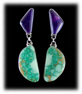 Turquoise and Sugilite Earrings made in America