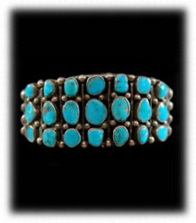 Antique Navajo Bracelet with Blue Gem Turquoise