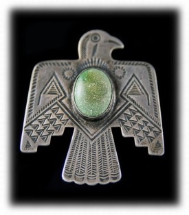 Antique Native American Turquoise Thunderbird Pin