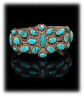 Antique Navajo Turquoise Cluster Bracelet