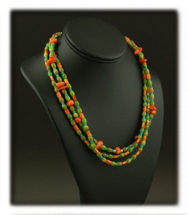 Bead Necklaces with Gaspeite and Coral