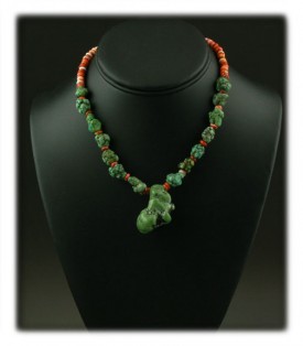 Bead Necklace with lime Turquoise