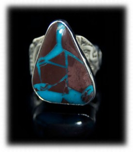 Here is a nice example of natural Bisbee Ribbon Turquoise in a Sterling Silver Ring by Dillon Hartman