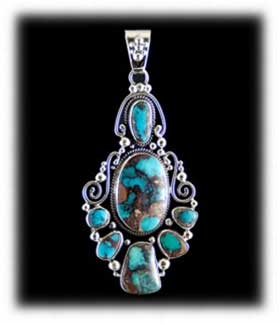 navajo turquoise pendant with Bisbee Turquoise