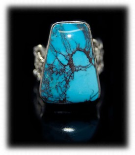 Amazing Spiderweb Bisbee Turquoise Ring