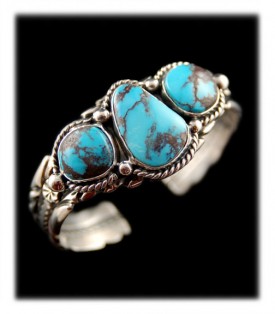 American Indian Handmade Bisbee Turquoise Bracelet