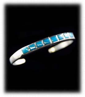 Deep Blue Bisbee Turquoise Inlay Bracelet