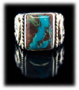 Bisbee Ribbon Turquoise Mens Ring, Bisbee Buffalo Mens Ring