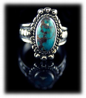 Artisan handmade women's Sterling Silver and Bisbee Turquoise ring by Durango Silver Company