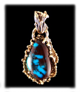 Bisbee Turquoise Gold Pendant