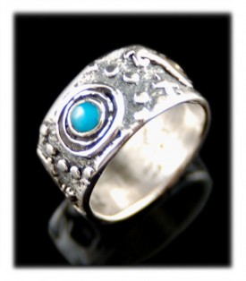 Silver Ring Band with Bisbee Turquoise