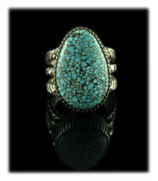 Black Spiderweb Number Eight Turquoise Ring