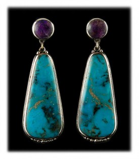 American Turquoise Earrings - Blue Kingman Turquoise 