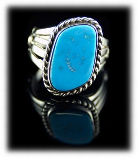 Sterling Silver Ring with Blue Gem Turquoise