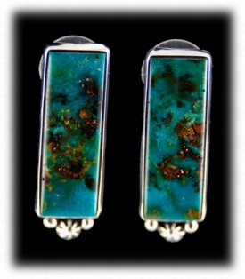 American Indian Earrings with Blue Gem Turquoise