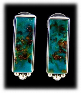 American Indian Earrings with Blue Gem Turquoise