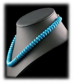 Eighteen Inch Blue Turquoise Beaded Necklace