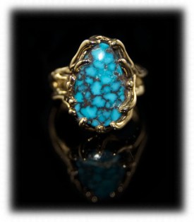 Quality Blue Gem Turquoise Gold Ring