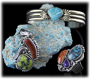 Blue Natural Turquoise Jewelry and Lime Green Turquoise