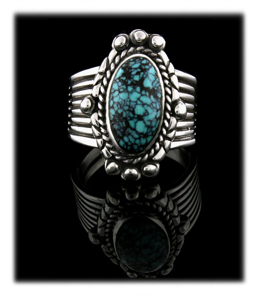 Blue Spiderweb Turquoise Ring