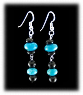 Blue Turquoise Bead Earrings