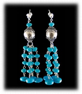 Blue Beaded Chandelier Turquoise Earrings