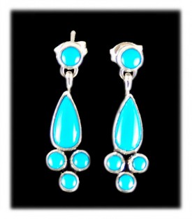 Blue Turquoise Earrings-Navajo Handcrafted