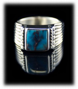 Artisan handmade Blue Turquoise Ring by Dillon Hartman with a high grade natural gemstone from Bisbee, Arizona USA