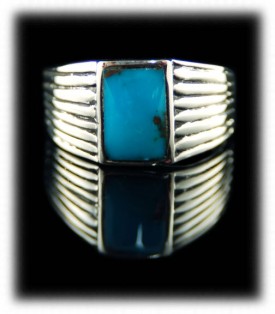 Mens Silver Bands with Bisbee Turquoise