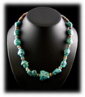 Blue Turquoise Nugget Mens Necklace