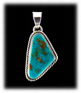 Blue Turquoise Pendant - Navajo Handcrafted