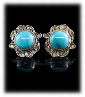 Navajo Handcrafted Turquoise Stud Earrings