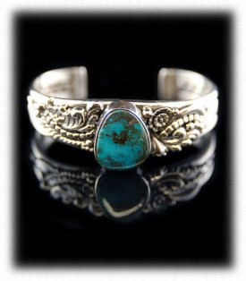 Southwest Silver Bracelet with Bisbee Blue Turquoise