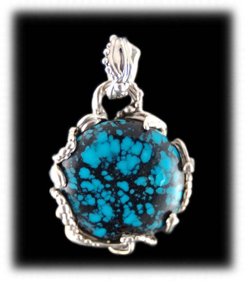 Blue Warrior Spiderweb Turquoise Pendant