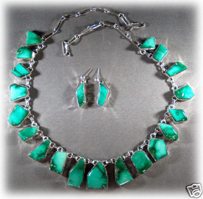 Broken Arrown Turquoise Necklace Jewelry Set