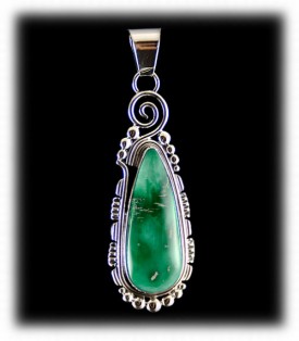 Green Turquoise Pendant - Broken Arrow Turquoise