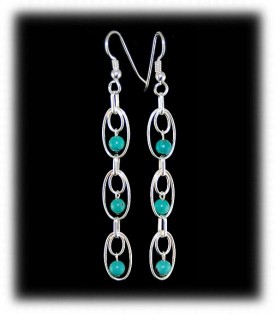 Silver and Turquoise Beaded Earrings