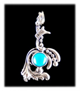 Victorian Roster pendant with natural Sleeping Beauty Turquoise from Arizona