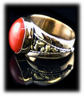 Coral Gold Ring with Colorado Gold Nuggets