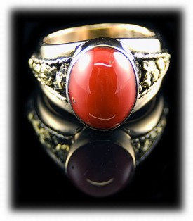 Coral and Gold Nugget Ring