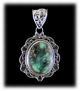 Navajo Turquoise Pendant - Navajo Silver Pendant