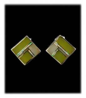 diamond shaped inlay drop earrings