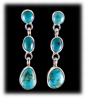 Fox Turquoise Chandelier Earrings in Sterling Silver