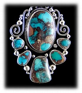 Multi Stone Gem Bisbee Turquosie Pendant