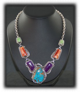 Gemstone Necklace in Sterling Silver