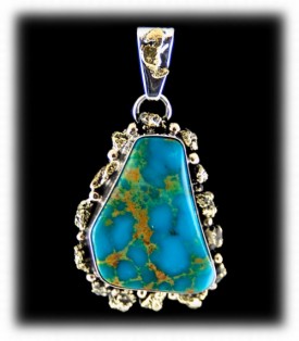 Turquoise Pendant with Gold Nuggets