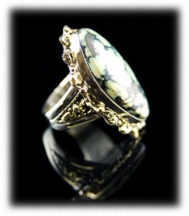 Sterling Silver and Gold Nugget Mens Ring