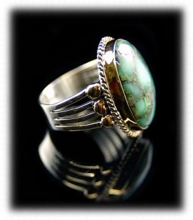 Silver and Gold Damele Turquoise Ring