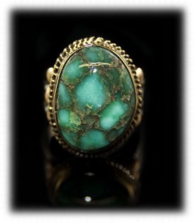 Gold and Silver Damele Turquoise Ring