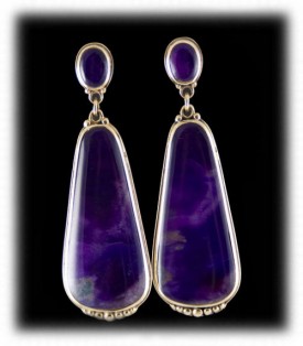 Bezel Set Sugilite Earrings